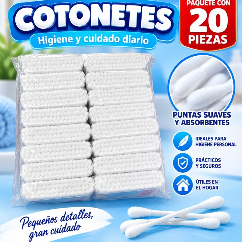 PAQUETE COTONETES 20 PIEZAS