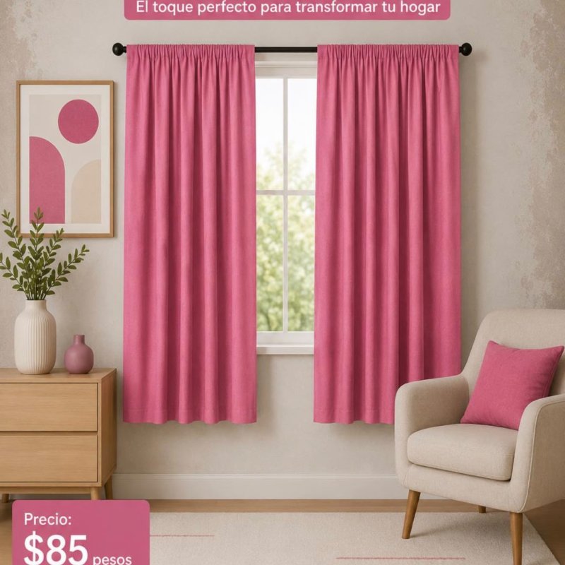 PARES CORTINAS ROSA