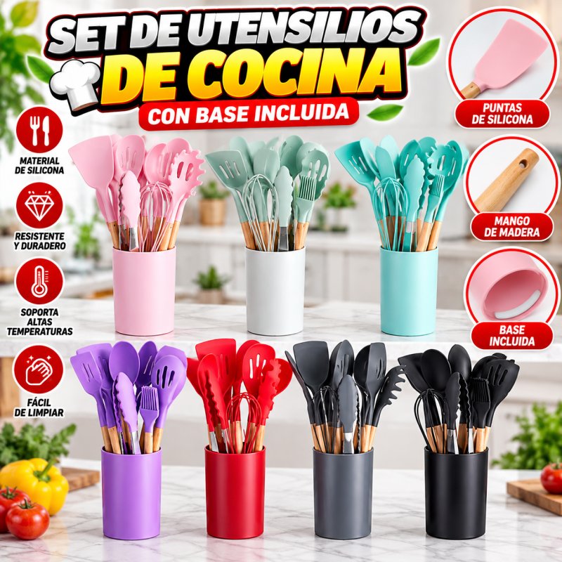 SET UTENCILIOS COCINA SILICON