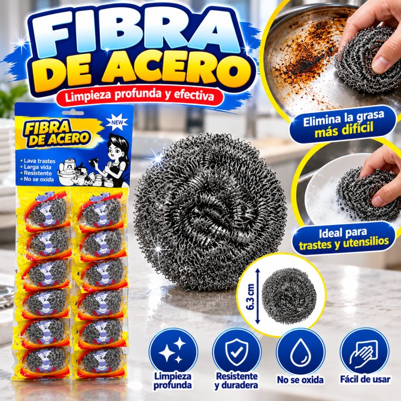 PAQUETE 12 FIBRAS ACERO